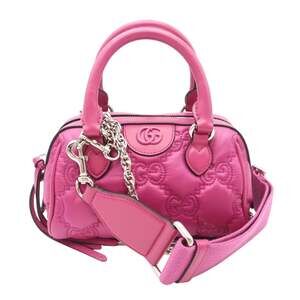 GUCCI GG Matelasse Nylon Mini Boston Bag 702251, 2-way Handbag, Pink, Nylon, ...